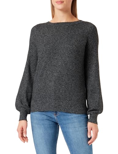 VERO MODA Damen Vmbrilliant Ls Boatneck Blouse Ga Noos Pullover, Black/Detail:melange, XL von VERO MODA