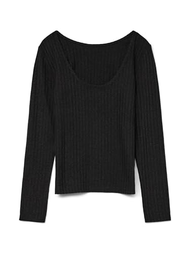 VERO MODA Damen VMBRITT LS 2-Way TOP GA JRS Boo Langarmshirt, Black, X-Small von VERO MODA