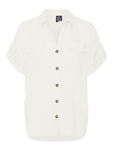 VERO MODA Damen VMBUMPY S/S Shirt WVN GA NOOS Kurzarmbluse, Weiß, X-Large von VERO MODA