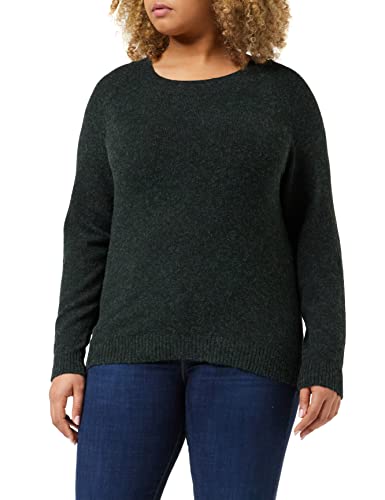 VERO MODA Eleganter Feinstrick Pullover Strukturmuster Rundhals Longsleeve VMCARE Sweater, Farben:Dunkelgrün, Größe:XS von VERO MODA