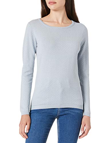 VERO MODA Eleganter Feinstrick Pullover Strukturmuster Rundhals Longsleeve VMCARE Sweater, Farben:Hellblau, Größe:M von VERO MODA