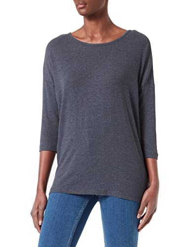 VERO MODA Damen Einfarbiges 3/4 Arm Shirt Basic Rundhals Ausschnitt Top Langarm Oberteil VMCARLA, Farben:Schwarz, Größe:M von VERO MODA