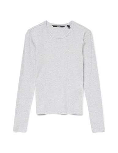 VERO MODA Damen VMCHLOE LS Short TOP JRS NOOS Langarm-Shirt, Light Grey Melange, M von VERO MODA