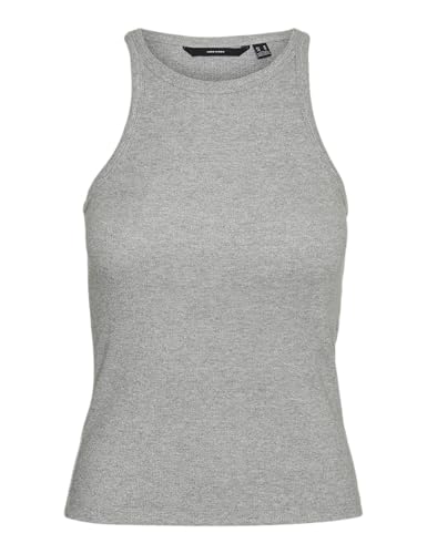VERO MODA Damen VMCHLOE Short Tank TOP JRS NOOS T-Shirt, Light Grey Melange/Detail:Silver Lurex, Large von VERO MODA