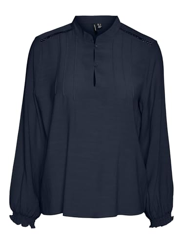 VERO MODA Damen VMCOLLIE Detail LS TOP WVN GA Langarmbluse, Navy Blazer, XS von VERO MODA