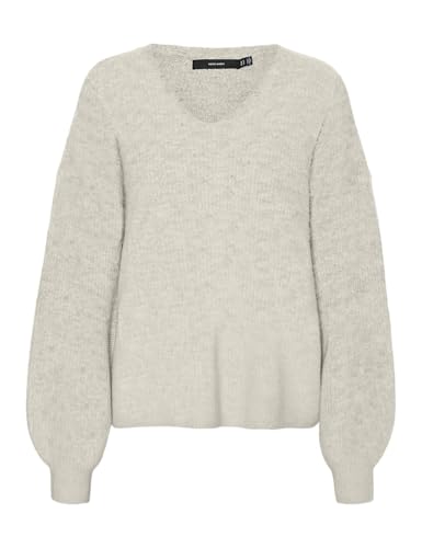 VERO MODA Damen VMDESMA LS V-Neck Pullover GA Boo Strickpullover, Birch/Detail:Melange, M von VERO MODA