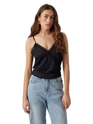 VERO MODA Damen VMDITTE Singlet Crop JRS NOOS Top, Black, L von VERO MODA