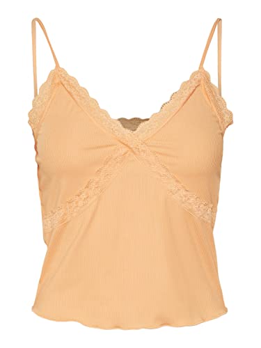 VERO MODA Damen VMDITTE Singlet Crop JRS NOOS Top, Mock Orange, L von VERO MODA