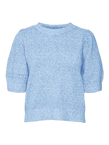 VERO MODA Damen VMDOFFY 2/4 O-Neck Pullover GA NOOS Strickpullover, Little Boy Blue/Detail:Melange, MW / 34L von VERO MODA