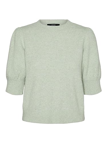 VERO MODA Damen VMDOFFY 2/4 O-Neck Pullover GA NOOS Strickpullover, Reseda/Detail:Melange, XSW / 34L von VERO MODA