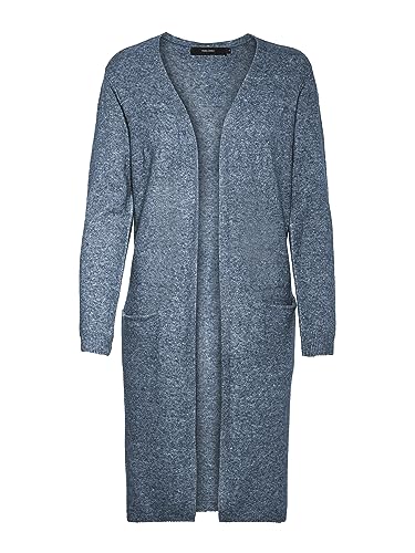 VERO MODA Damen VMDOFFY LS Long Open Cardigan GA NO, Navy Blazer/Melange, M von VERO MODA