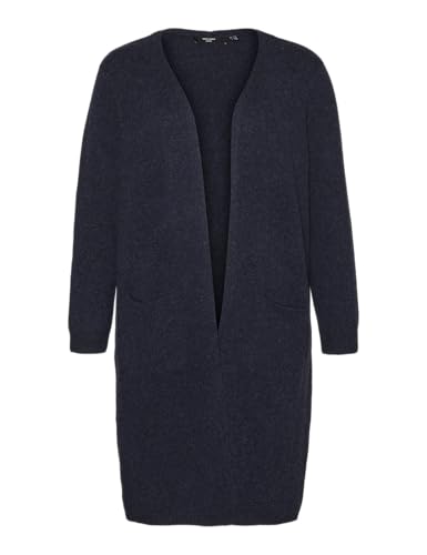 VERO MODA Damen VMDOFFY LS Long Open Cardigan GA NO 10215434, Navy Blazer/W. Black Melange, XS von VERO MODA
