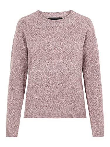 VERO MODA Damen VMDOFFY LS O-Neck Blouse GA NOOS 10201022, Port Royale/W. White Melange, S von VERO MODA