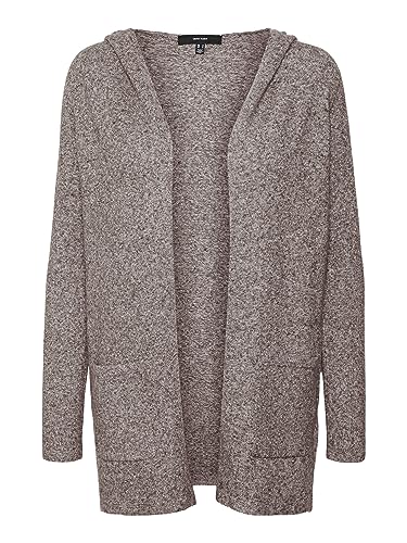 VERO Moda Damen Vmdoffy Ls Open Hood Vest Ga Noos Strickjacke, Coffee Bean/Detail: Melange ,S von VERO MODA