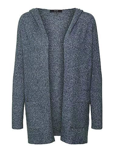 VERO Moda Damen Vmdoffy Ls Open Hood Vest Ga Noos Strickjacke, Navy Blazer/Detail Melange ,S von VERO MODA