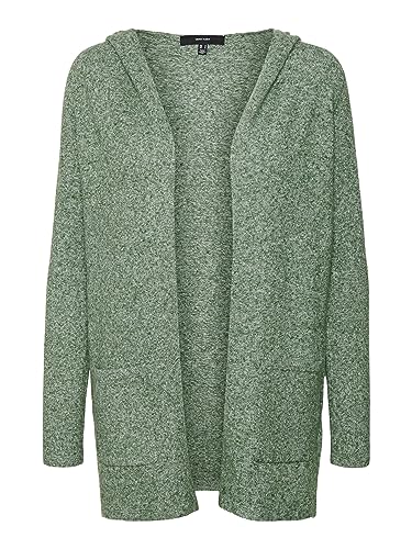 VERO MODA Damen VMDOFFY LS Open Hood Cardigan, Rifle Green/W. Black Melange, L von VERO MODA