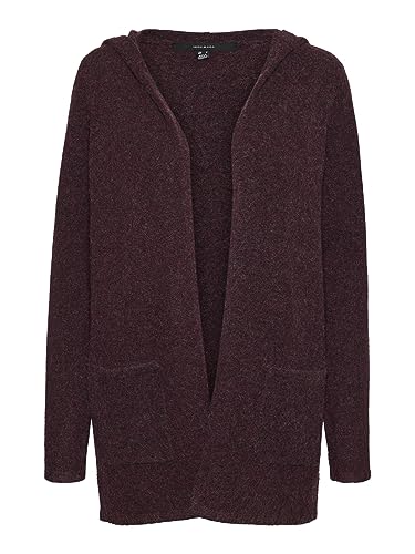 VERO MODA Damen VMDOFFY LS Open Hood Cardigan GA NOOS Strickjacke, Winetasting/Detail:Melange, L von VERO MODA