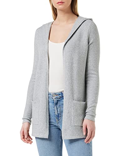 VERO MODA Damen Kapuzen-Strickjacke Cardigan VMDoffy 10235948 Light Grey Mel L von VERO MODA