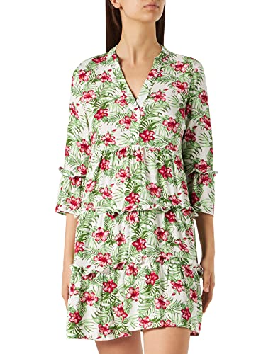 VERO MODA Damen VMEASY 3/4 Short Dress WVN GA Kleid, Snow White/AOP:Fia, M von VERO MODA