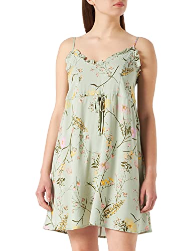 VERO MODA Damen VMEASY Short FRL Strap Dress WVN GA Kleid, Desert Sage/AOP:Mille, S von VERO MODA