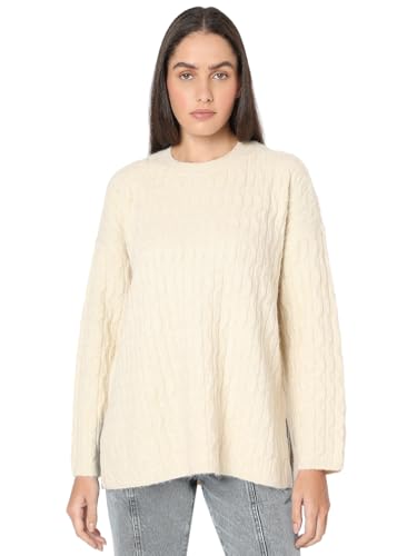VERO MODA Damen VMELYA LS O-Neck Long Pullover GA Boo Strickpullover, Birch, S von VERO MODA