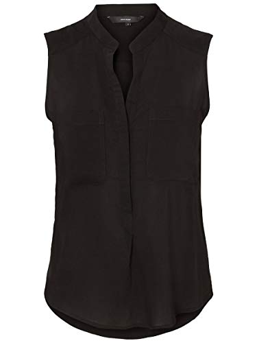 VERO MODA Damen VMERIKA S/L SOLID Shirt NOOS Top, per Pack Schwarz (Black Black), 34 (Herstellergröße: XS) von VERO MODA