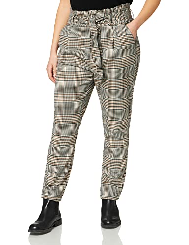 Vero Moda Damen VMEVA HR Loose Paperbag LIV Pant NOOS Hose, Tobacco Brown/Checks:Black/White/Green, M von VERO MODA