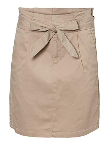 VERO MODA Damen VMEVA HR Paperbag COT Skirt NOOS GA Rock, Silver Mink, XS von VERO MODA