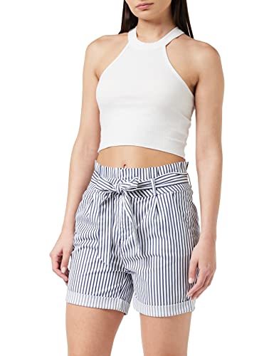 VERO MODA Damen VMEVA HR Paperbag Cot PS Shorts NOOS GA Bermudas, Snow White (Stripes:Navy Blazer), M von VERO MODA