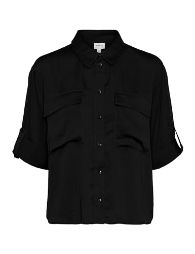 VERO MODA Damen VMFABIANA 3/4 Shirt VMA NOOS Hemd, Black, XS von VERO MODA