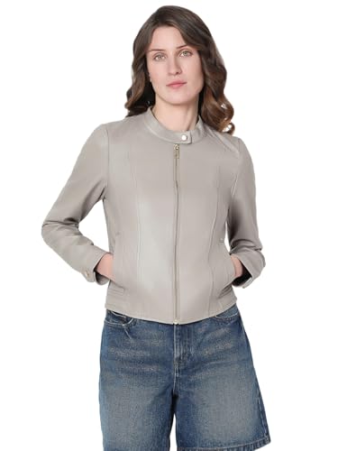 VERO MODA Damen VMFAVODREAM Coated Jacket ENT Lederjacke, Moon Rock, L von VERO MODA