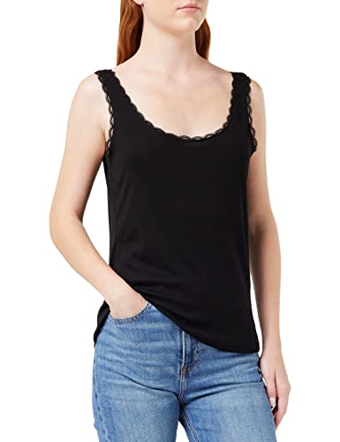 VERO MODA Damen VMGEMMA SL LACE TOP NOOS Tanktop, Black, XS von VERO MODA