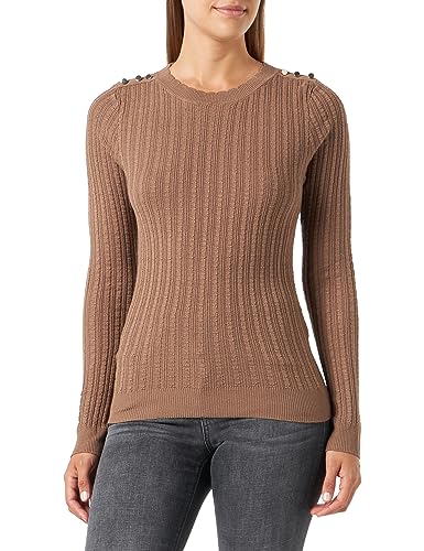 VERO MODA Damen VMGLORY LS O-Neck GA Boo Pullover, Brown Lentil/Detail:W. Gold Buttons, M von VERO MODA