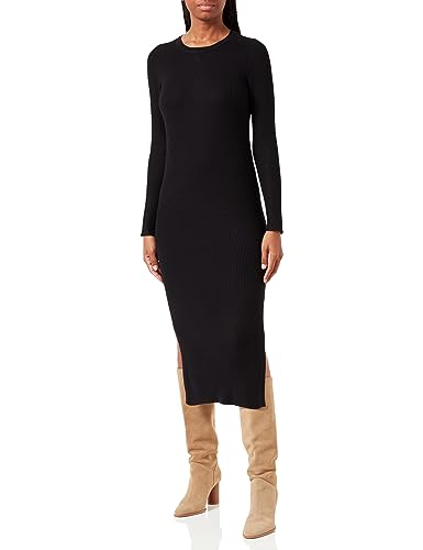 VERO MODA Damen VMGLORY Rib LS O-Neck Calf Dress GA NOOS Kleid, Black, XXL von VERO MODA