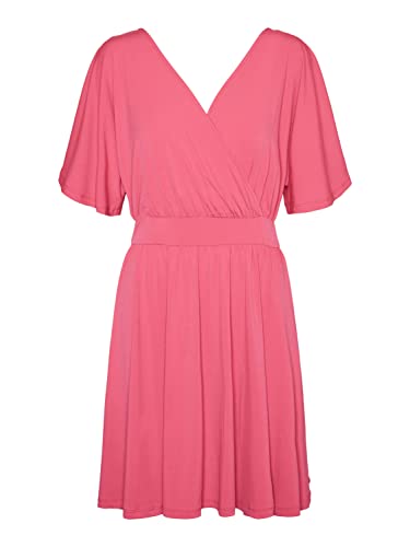 VERO MODA Damen VMHALI 2/4 Short Dress JRS CE Kleid, Pink Yarrow, L von VERO MODA