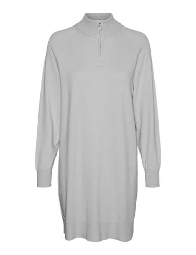 VERO MODA Damen VMHAPPINESS LS HIGHNCK Zip Dress GA Boo Kleid, Light Grey Melange, Small von VERO MODA