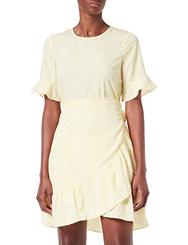 VERO MODA Damen VMHENNA 2/4 O-Neck Short Dress NOOS Kleid, Lemon Meringue/AOP:Mini Henna VIC, L von VERO MODA