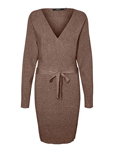 VERO MODA Damen VMHOLLYREM LS V-Neck Dress GA NOOS Kleid, Brown Lentil, L von VERO MODA