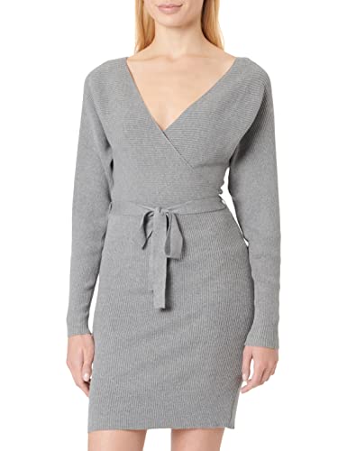 VERO MODA Damen VMHOLLYREM LS V-Neck Dress GA NOOS Kleid, Medium Grey Melange, One Size von VERO MODA