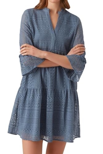 VERO MODA Damen VMHONEY LACE 3/4 V-Neck Tunic WVN Top, China Blue, S von VERO MODA