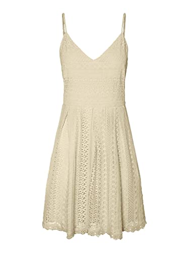 VERO MODA Damen VMHONEY LACE Pleated Singlet Dress WVN Kleid, Sandshell, M von VERO MODA