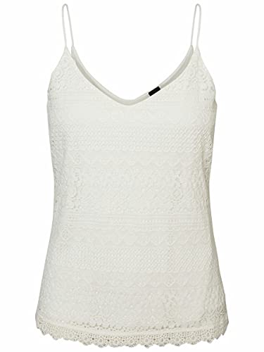 VERO MODA Damen VMHONEY LACE Singlet WVN Top, Weiß (Snow White), XS von VERO MODA