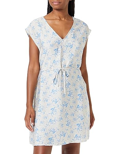 VERO MODA Damen VMIRIS S/L V-Neck Short Dress WVN NOOS Sommerkleid, Birch/AOP:Blue IRIS, Small von VERO MODA