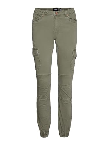VERO MODA Damen Jeans Hose Stretch Denim Jogger Pants Cargo Stoffhose VMIVY, Farben:Grün-2, Größe:L / 30L, Beinlänge:L30 von VERO MODA