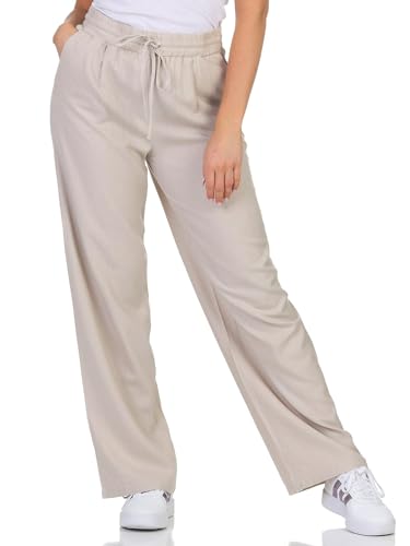 VERO MODA Damen Leinenhose VMJesmilo Wide Damenhose mit weitem Bein 10287363 Silver Lining XS von VERO MODA