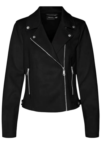 VERO MODA Damen VMJOSE Short Faux Suede Jacket NOOS Jacke, Black, L von VERO MODA