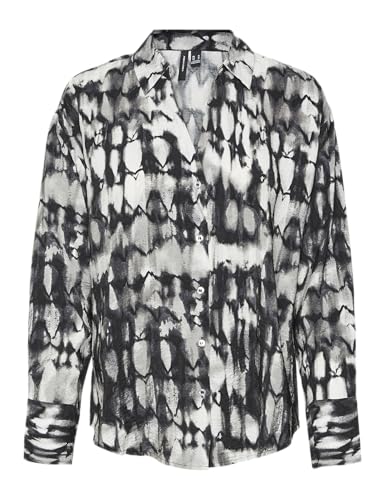 VERO MODA Damen VMJOSIE DINA LS Shirt WVN GA Langarmbluse, Black/AOP:Dina, Small von VERO MODA