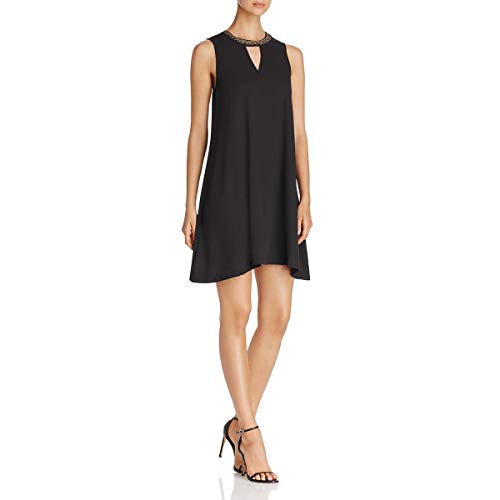 VERO MODA Damen A-Linie Kleid VMJUNE Bead SL Short Dress Boo 10187854, Mini, Einfarbig, Gr. 38 (Herstellergröße: M), Schwarz (Black) von VERO MODA