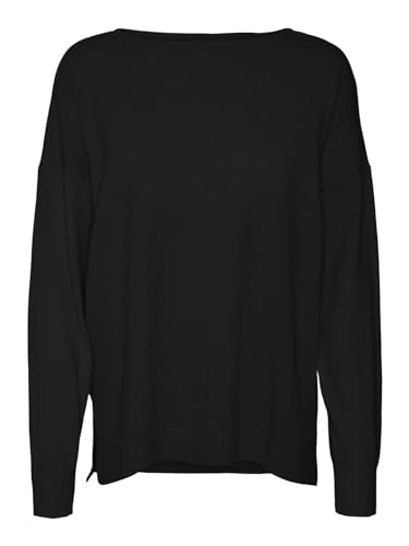 VERO MODA Damen VMKARIS LS Boatneck Boxy GA Boo Pullover, Black, S von VERO MODA