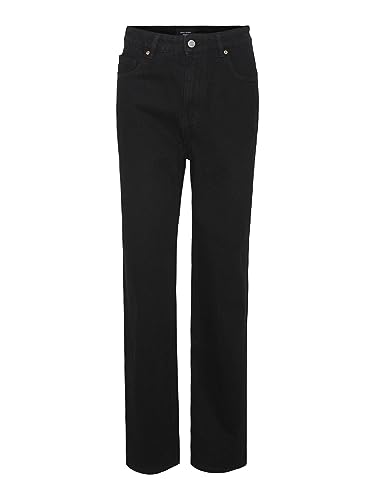 VERO MODA Damen VMKITHY HR Loose Straight LI124 NOOS Jeanshose, Black Denim, 25/32 von VERO MODA